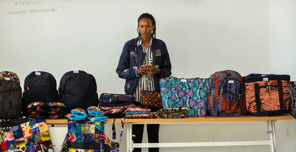 Woman selling bags